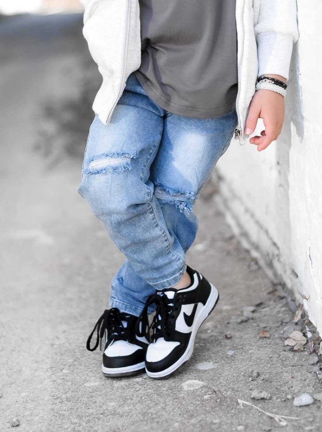 Little Bipsy - Vente Jean – enfant - Denim vieilli à coupe décontractée9