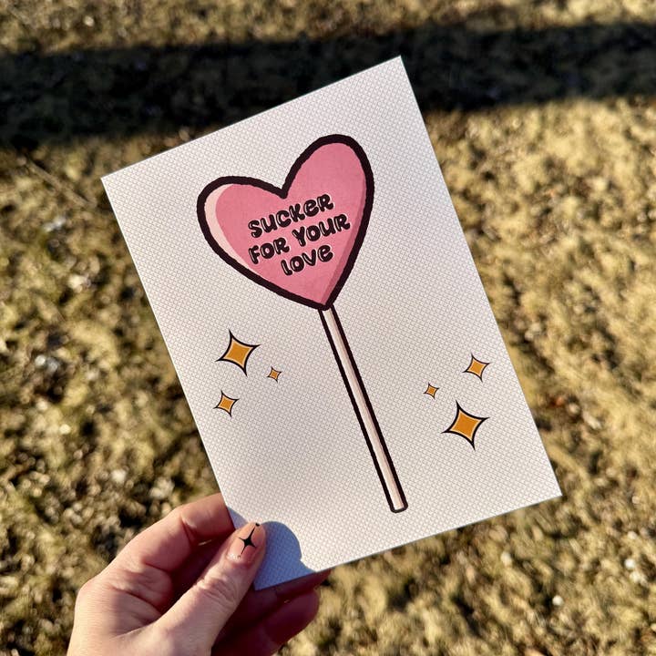 Sucker For Your Love Funny Valentine's Day Card for wholesale by Hawburns Studio