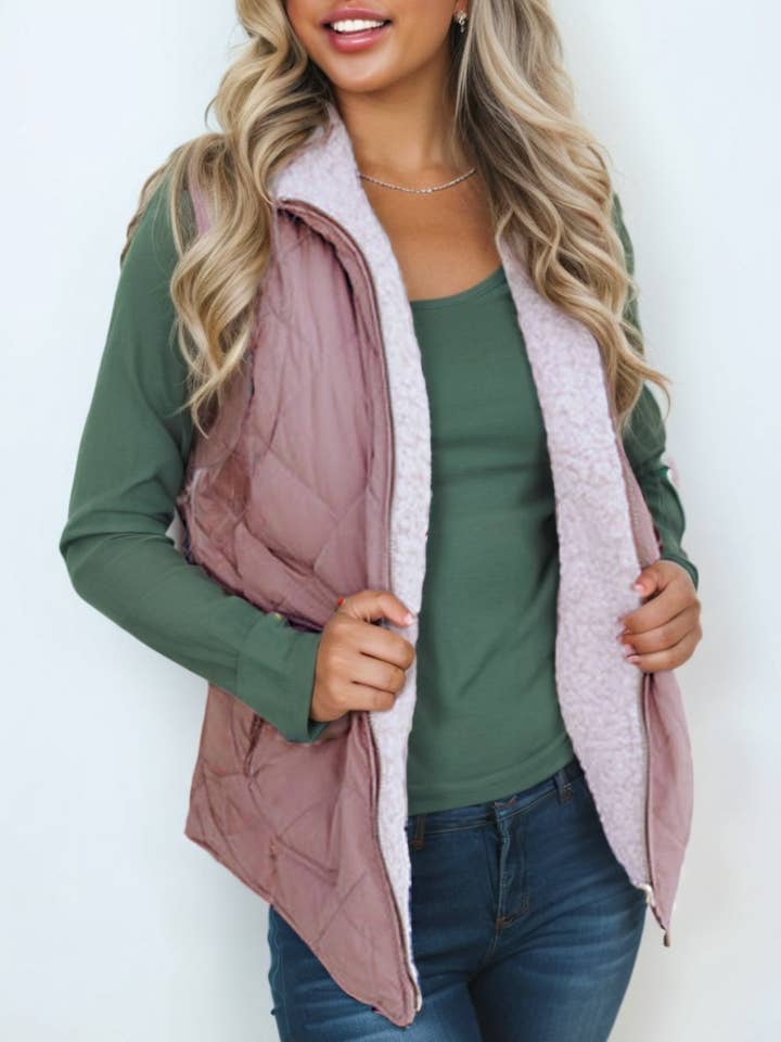 Fleece Lined Quilted Vest for wholesale by Lex Wholesale