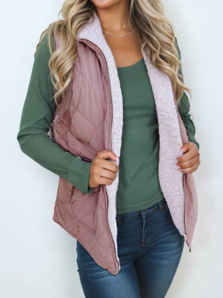 Fleece Lined Quilted Vest for wholesale by Lex Wholesale