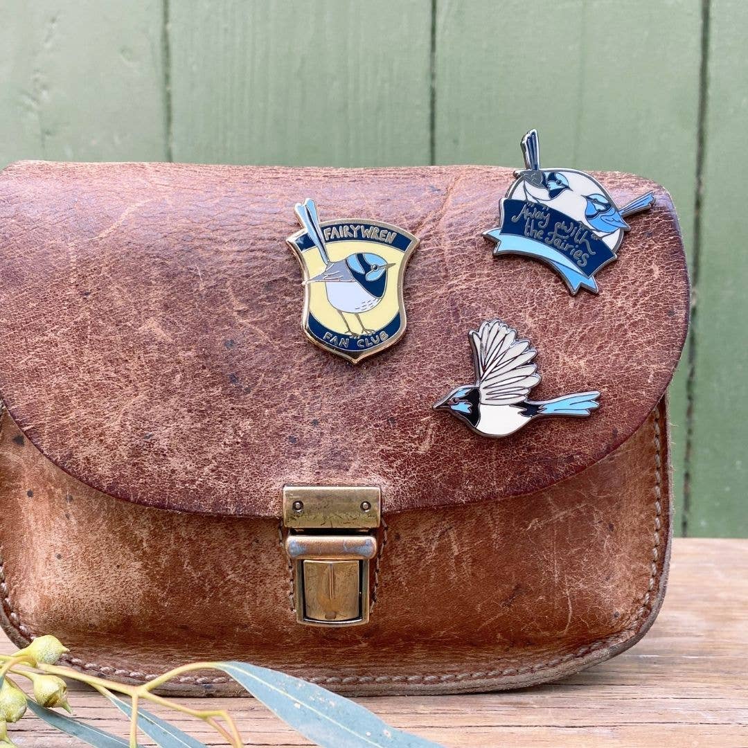 Bridget Farmer Printmaker - Wholesale Lapel pin/button - Superb Fairywren In Flight - Enamel Pin7