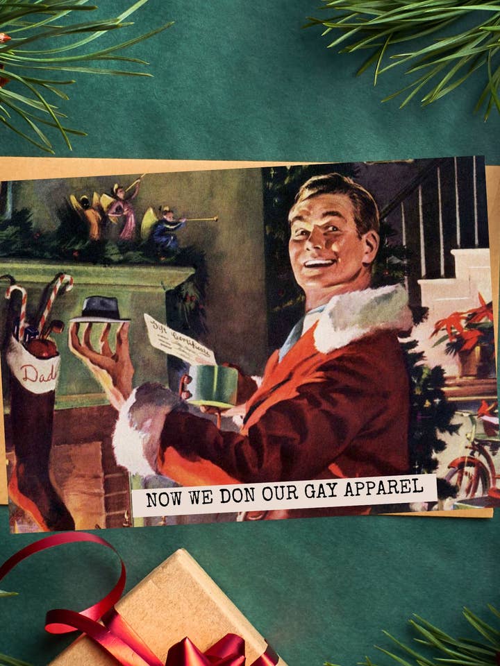 Now We Don Our Gay Apparel LGBTQ Pride Christmas Card for wholesale by TwistedGoods