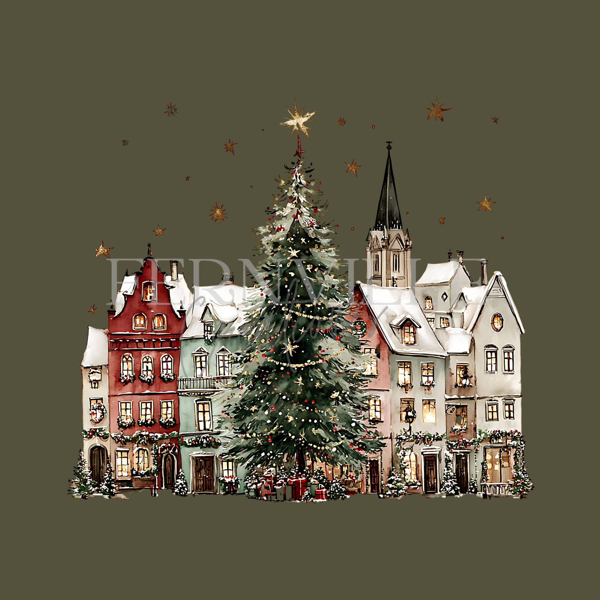 Fernville Creations - Vente Essuie-mains - Serviette de Noël Village, Serviette d'Invité de Fête2