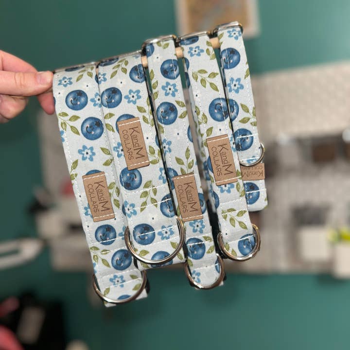 K and M Collars - Wholesale Pet Collar - Dog - Blueberry Smiles Dog Collar, Pet Accessory, Spring, Fruit2