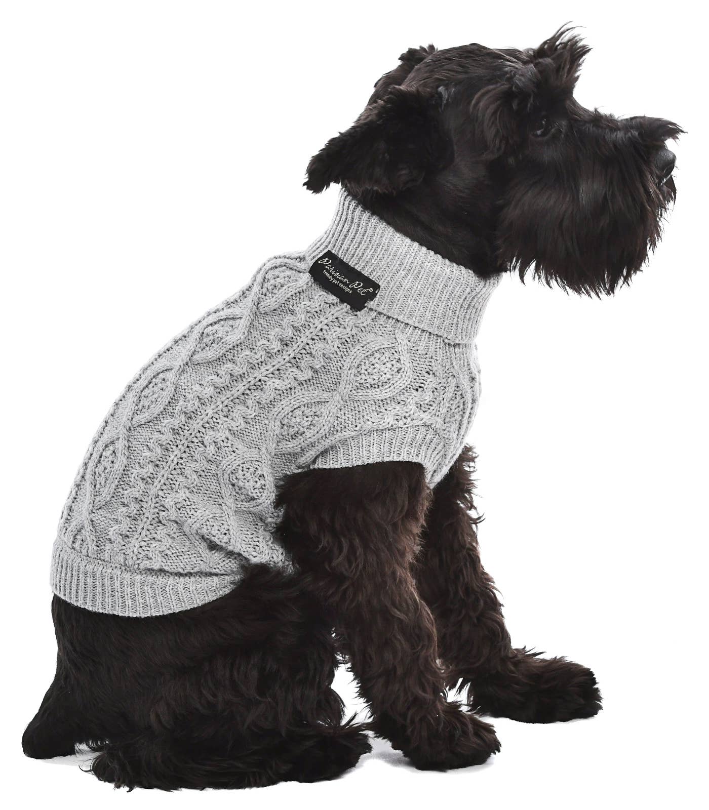 Parisian Pet® – Engroshandel Sweater - Hund – Kabelstrikket sweater i skygrå – perfekt til koldt vejr2