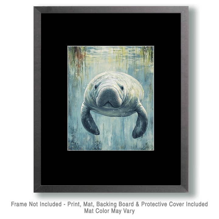 Mowbi - Wholesale Art Print - Manatee - Wall Art Print - Ocean Seaside Beachcore - 8"x10" Artwork - 11"x14" Matte