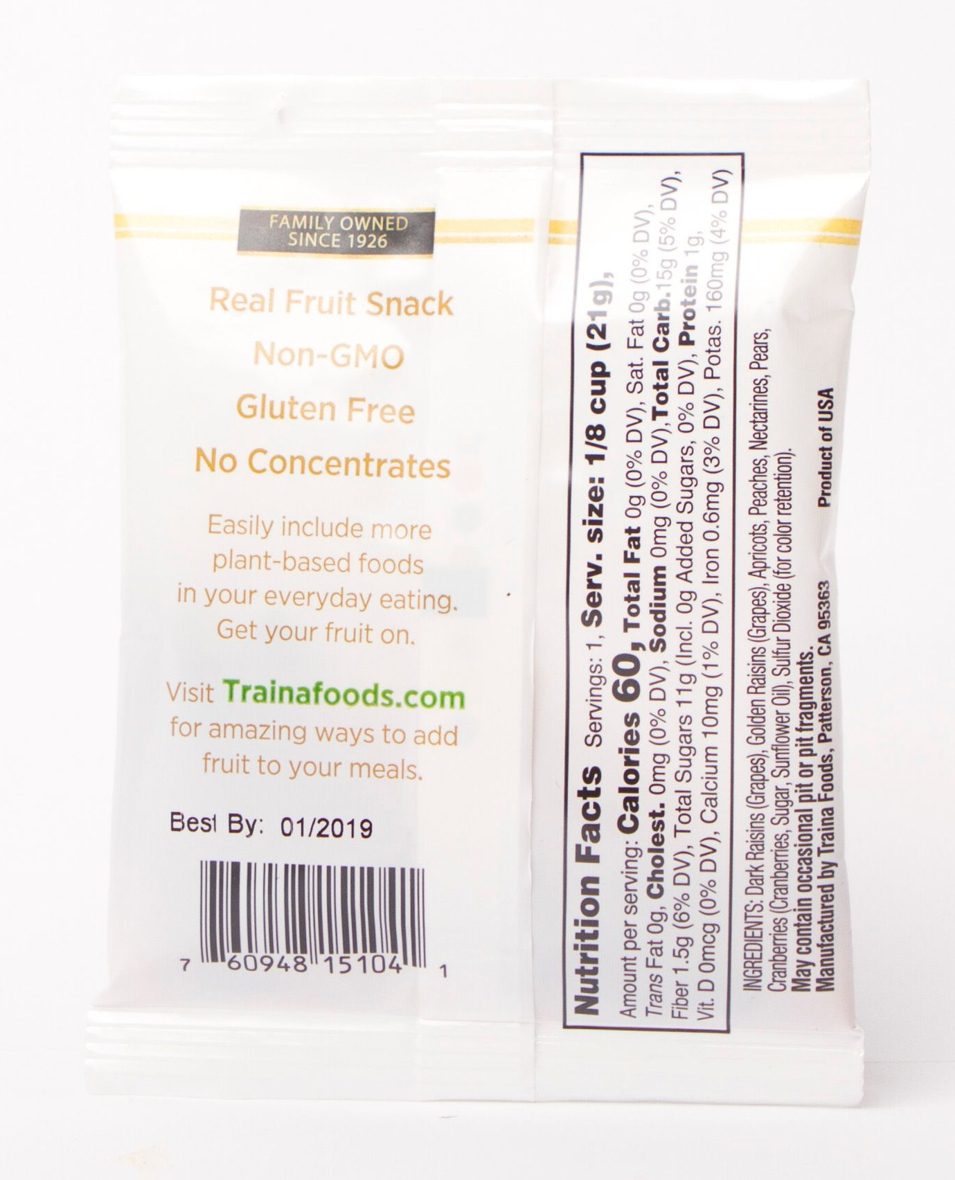 Traina Home Grown - Wholesale Dried/dehydrated fruit - 18 pack of .75 oz Fruitons Sun Dried Fruit Mix1