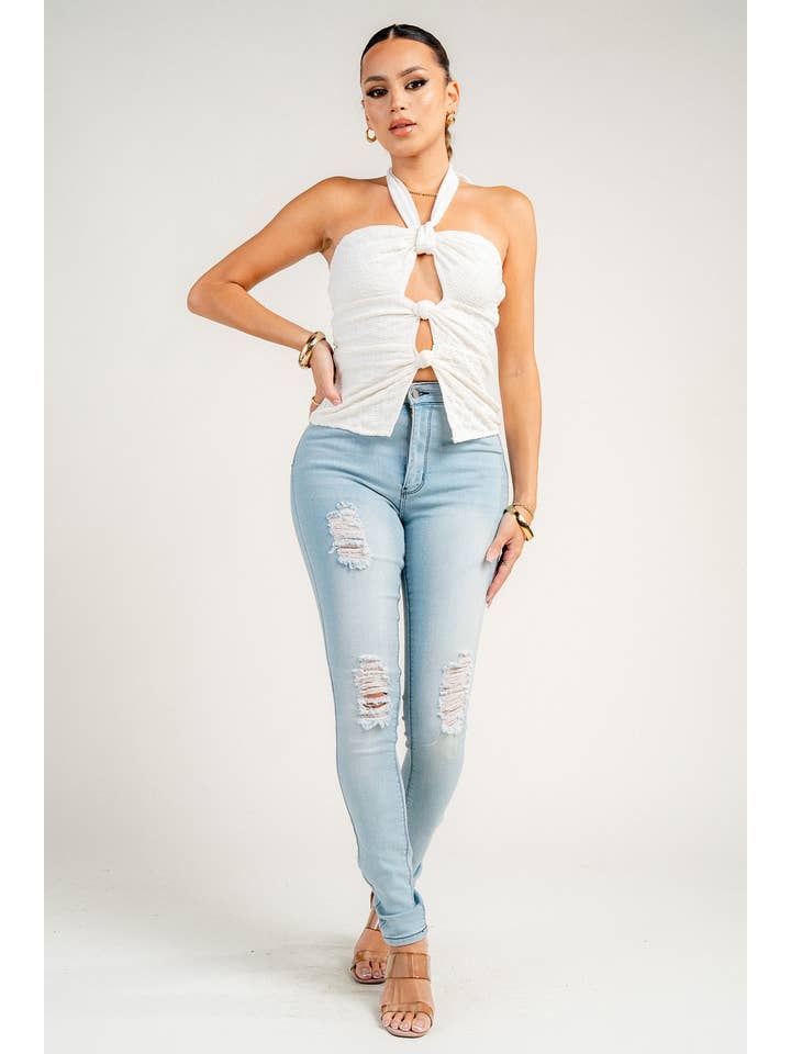 IVORY AT4233EL / KNIT BUCLE TOP for wholesale on Faire4