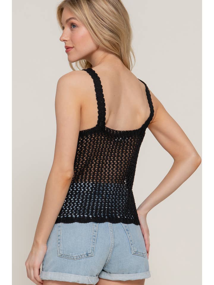 Active Basic | Active USA – Engroshandel Tanktop – Kvinder – Ærmeløs V-hals Hæklet Forårssweater1