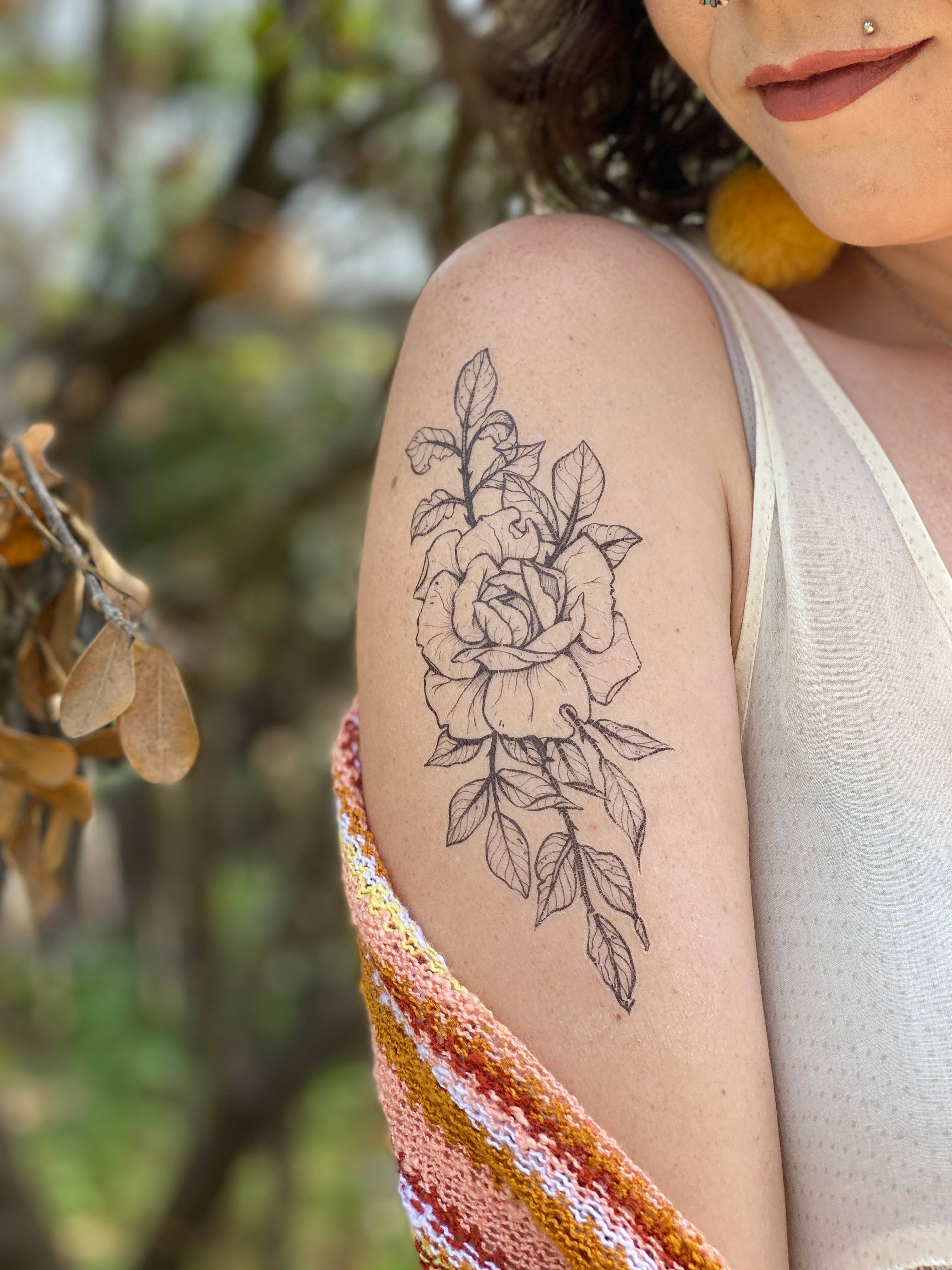 NatureTats - Wholesale Temporary Tattoo - Rose Blossom Temporary Tattoo8