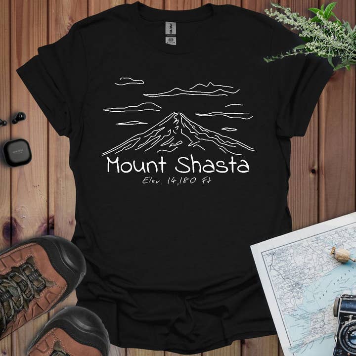 Mount Shasta Unisex Pasform Blød T-shirt Linjetegning for engroshandel hos Parks Apparel