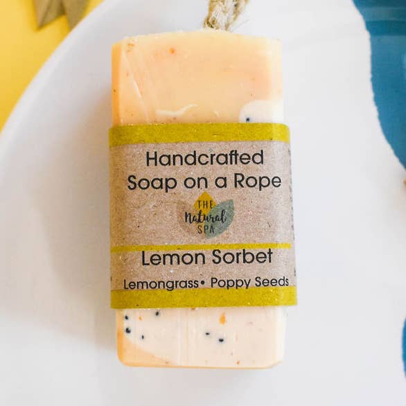Lemon Sorbet Soap On A Rope 100g for wholesale by The Natural Spa Cosmetics