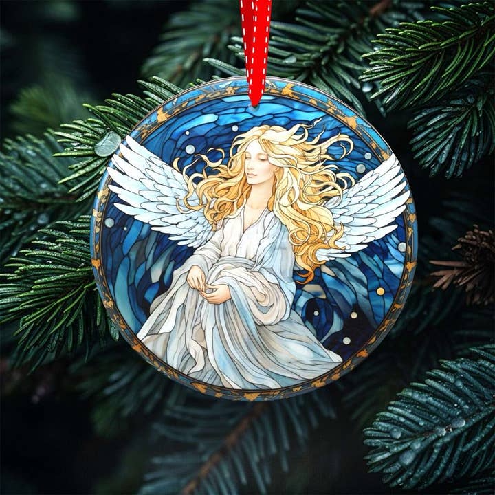 Peeping Tom's Cottage - Wholesale Ornament Set - Heavenly Glow - Set of 7 Stained Glass Nativity Scene Ornaments for Christmas Tree Decor1