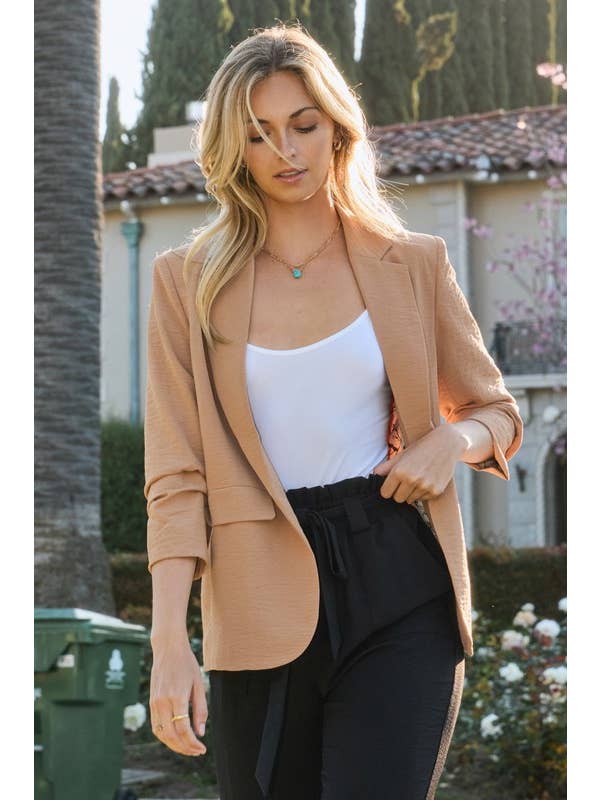 Oddi - Wholesale Blazer - Women's - Solid Woven Collared Blazer