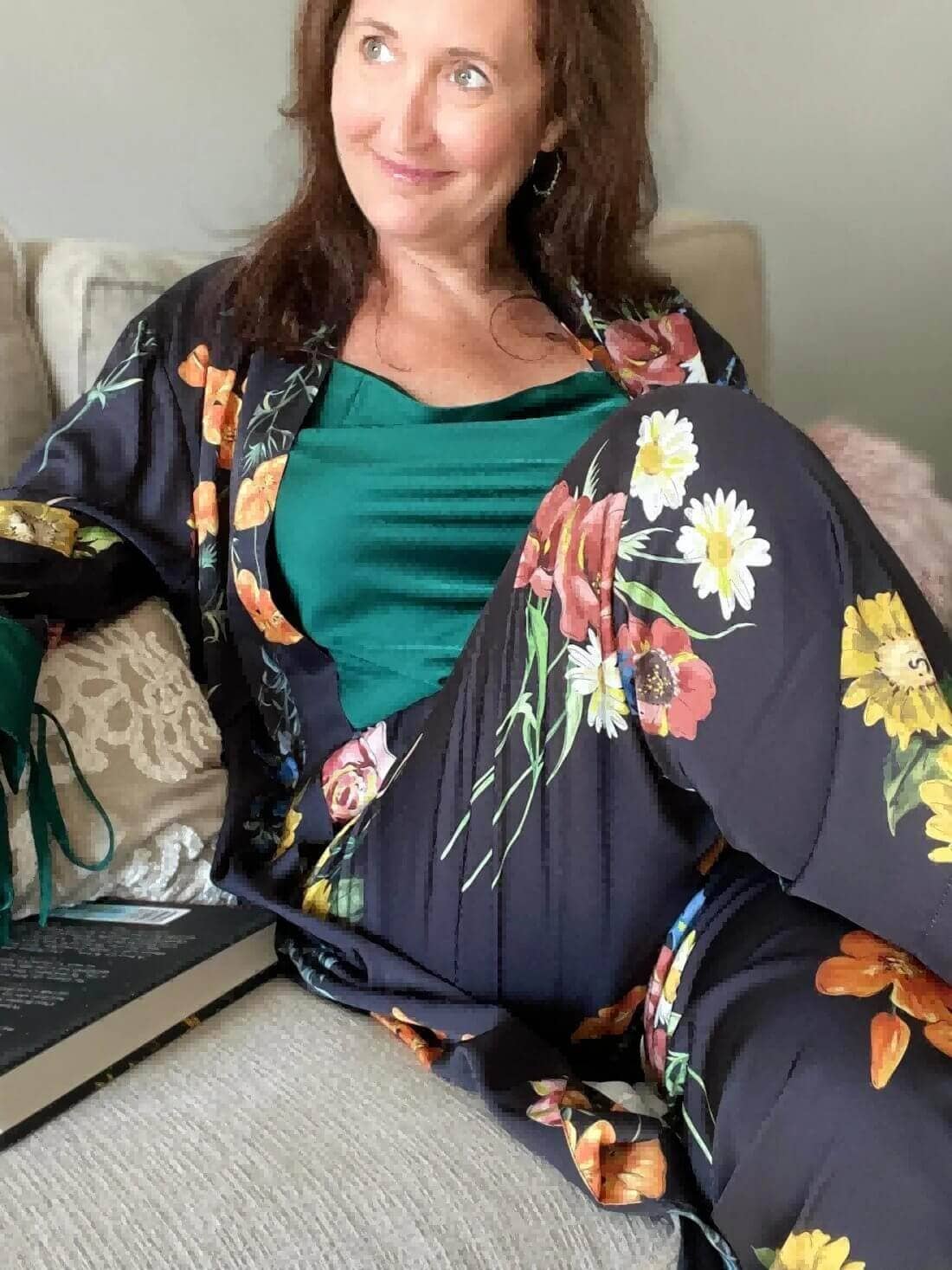 black Floral Pajama Set 3 Pcs for wholesale on Faire7