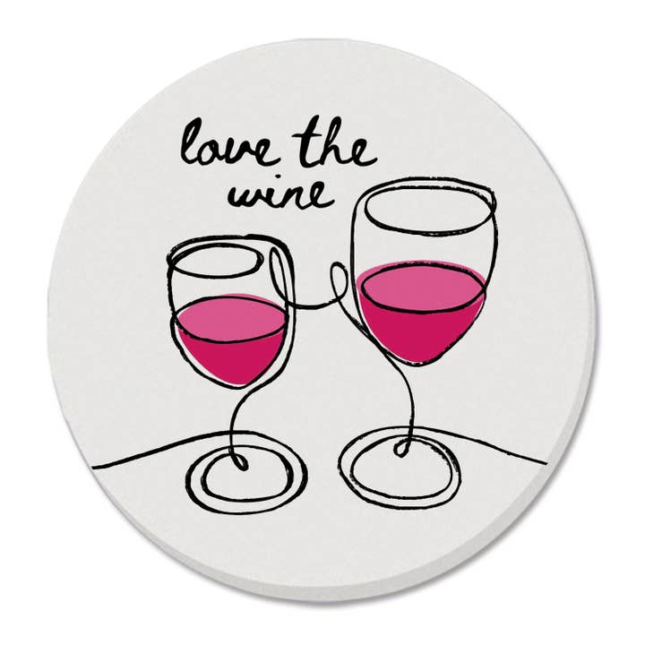 Porta-copos de pedra absorvente redondo único “Love The Wine” por atacado de CounterArt/Highland Home/Thirstystone/CoasterStone