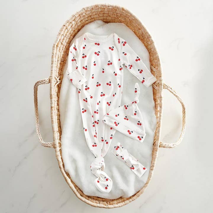 Stephan Baby by Creative Brands - Wholesale Babygown - Baby - Cherries Knotted Gown 0-3 mo2