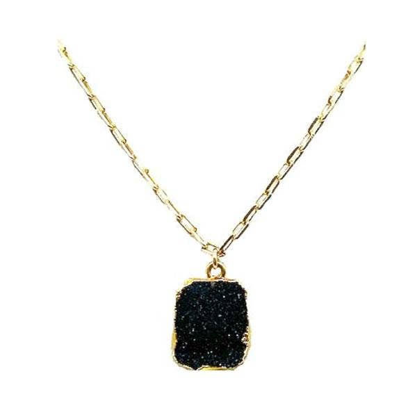 Electroform Pendant on Gold Fill Link Chain: Black Druzy for wholesale by Athena Designs