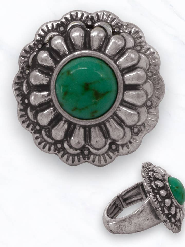 Vintage Sunburst Green Turquoise Ring for wholesale by Suzie Q USA