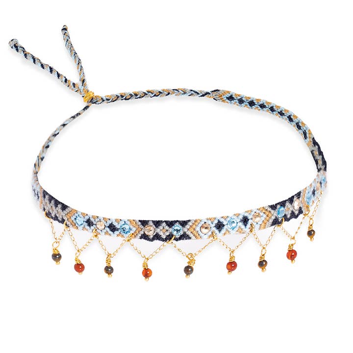 Wayuu Choker with natural stones - Beach Blue for wholesale by Castellano EO