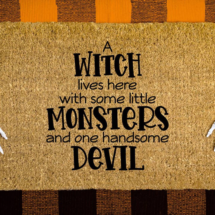 A Witch Lives Here Halloween Doormat for wholesale by Wholesale Wood Cuts