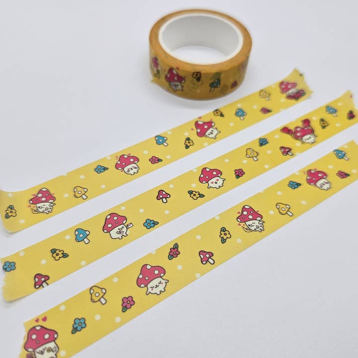 Happy Mushroom Washi Tape | 15mm x 10m for wholesale by Pineberry Paper