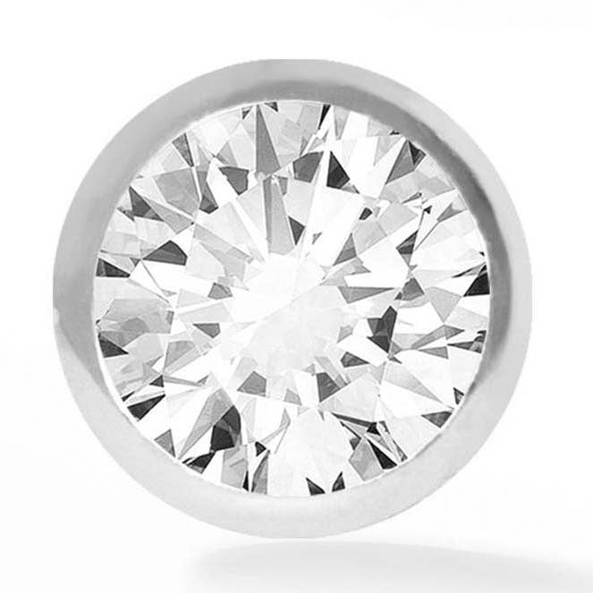 Boucles d'oreilles à dos plat en diamant, lunette de 2 mm, blanc 14 carats pour la vente par Nina Wynn Pro Shop