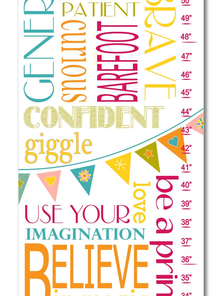 Prinsesse Regler Hot Pink Personlig Vækst Chart for engroshandel hos Finny and Zook