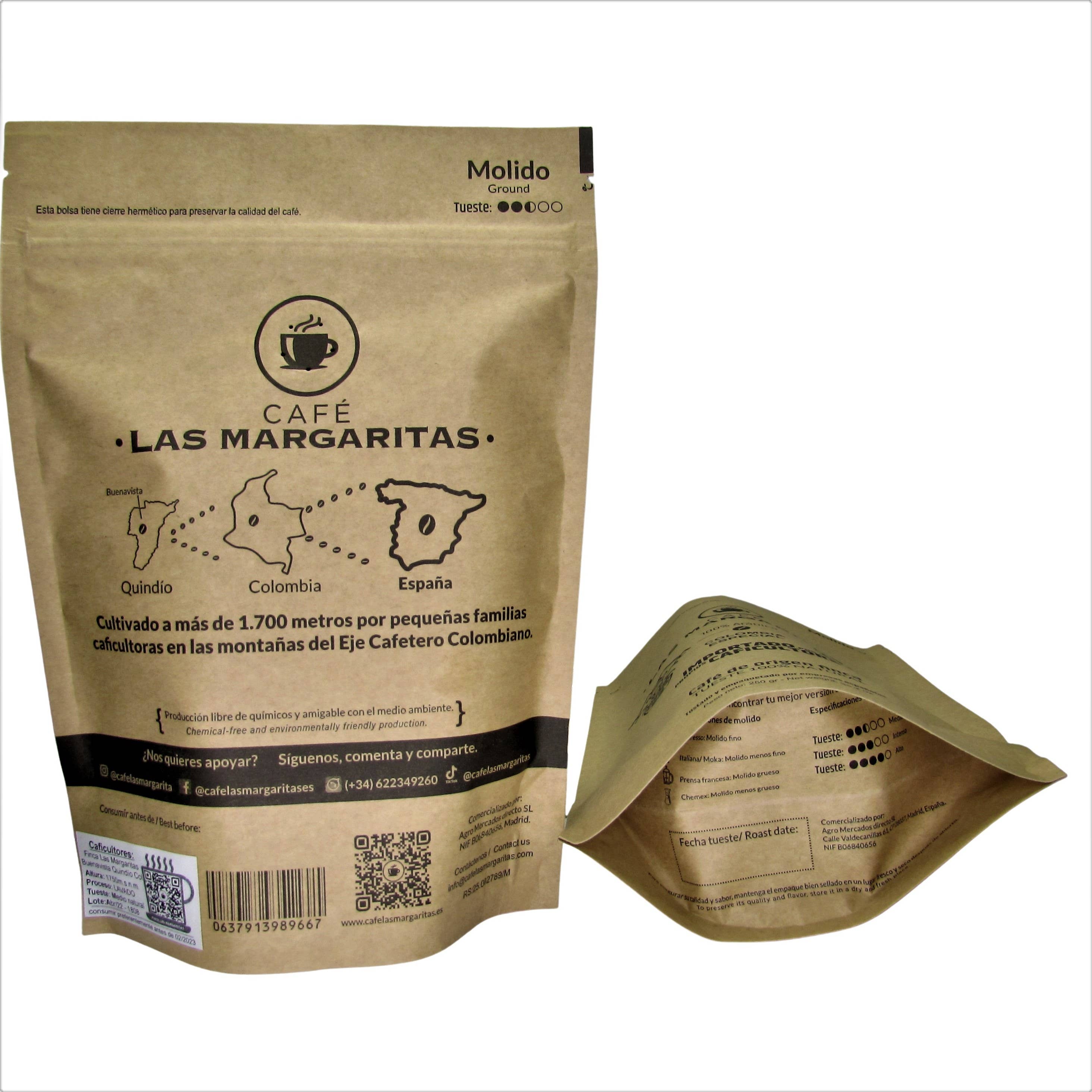 Café Las Margaritas - Wholesale Coffee Beans - Pack 8x250gr coffee bean from Colombia arabica natural roast5