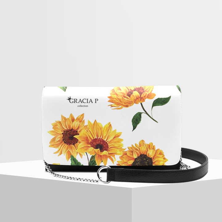 Isa Bag van Gracia P - Gemaakt in Italië - Total White Sunflowers voor wholesale door GLOBALSHOP SRL
