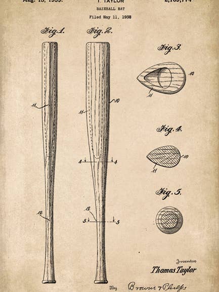 Impressão de Arte de Patente de Taco de Beisebol por atacado de Keep Calm Collection