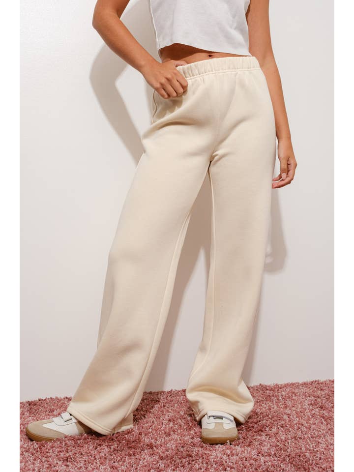 CREAM BOW WIDE LEG SWEATPANTS for wholesale on Faire