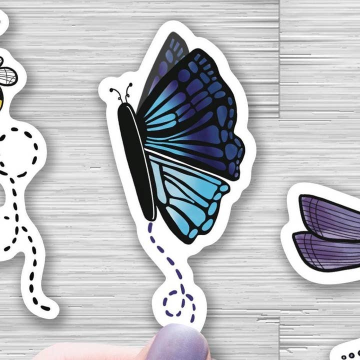 Beth Ann Erickson Designs - Wholesale Sticker - Mini Nature Sticker Set – Bees, Dragonfly, Butterfly, 33