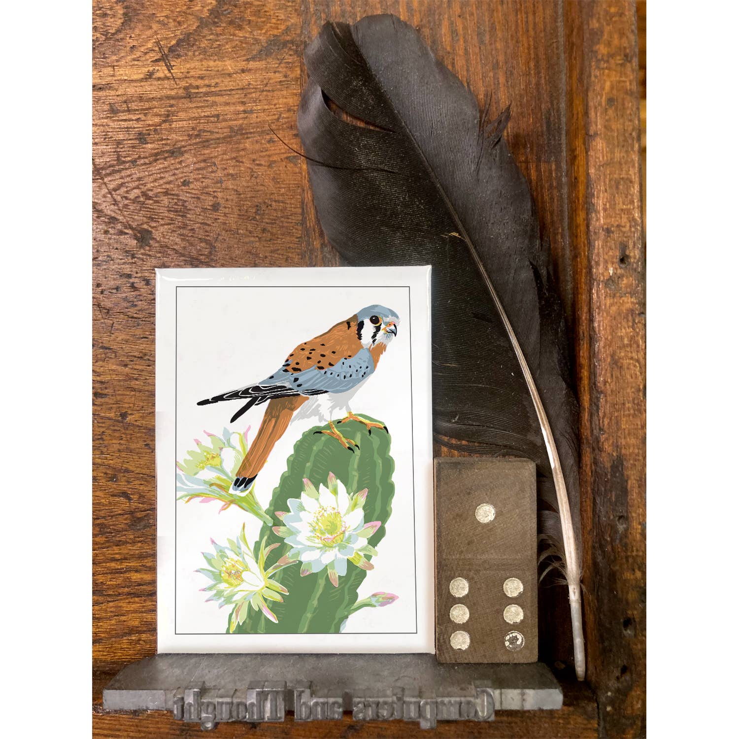 Rigel Paper - Wholesale Magneet - RBI-9141 Torenvalkvogel- en bloeiende woestijncactusmagneet1