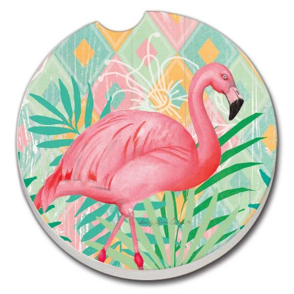 CounterArt/Highland Home/Thirstystone - Wholesale Car Coaster - Unisex - Diamond Flamingo Absorbent Stone Car Coaster 1 Pk0