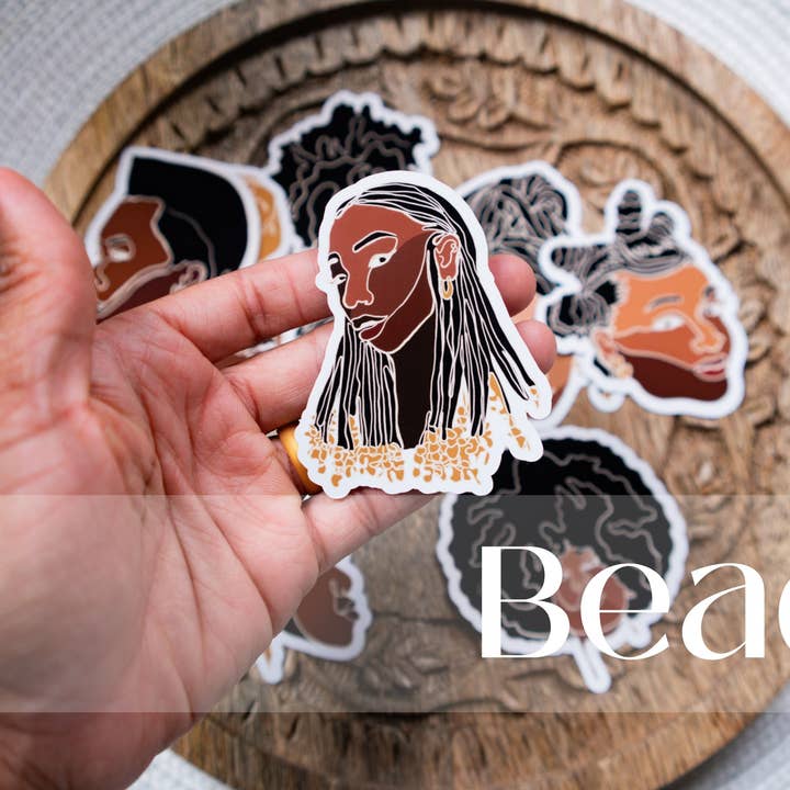 Pounded Yam Productions - Wholesale Sticker - Black Woman Faces Line Art Die Cut Stickers