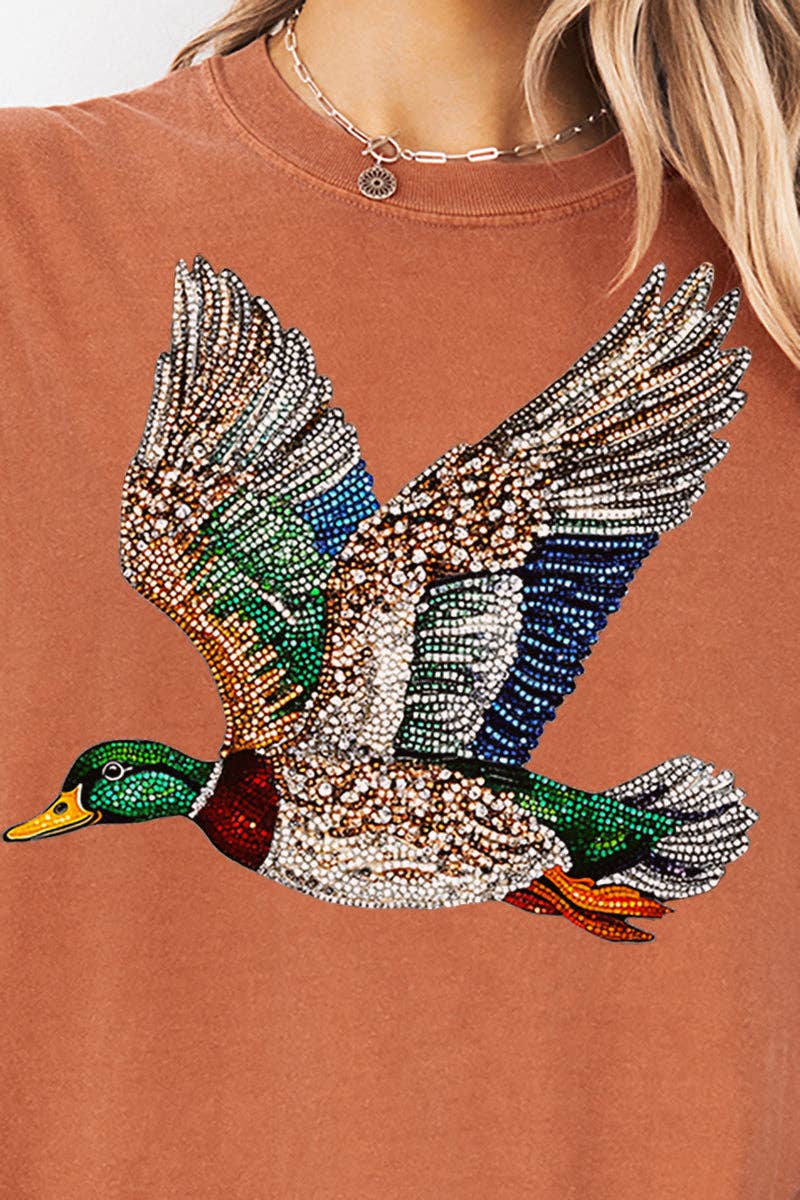 Wholesale Accessory Market - Wholesale Screen Printed T-Shirt - Women's - Faux Rhinestone Mallard Comfort Colors Adult Ring-Spun Cotton Tee12