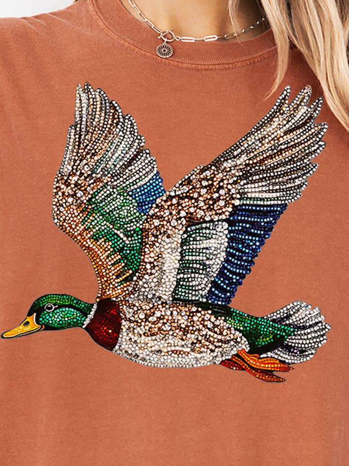 Wholesale Accessory Market - Wholesale Screen Printed T-Shirt - Women's - Faux Rhinestone Mallard Comfort Colors Adult Ring-Spun Cotton Tee12