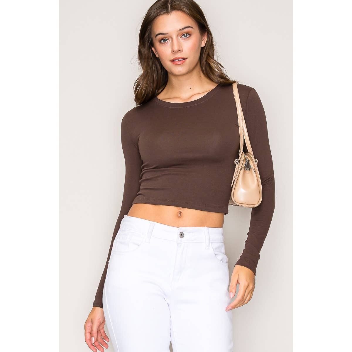 Popular 21 – wholesale Knit top – Women's – Crew Neck Long Sleeve Cotton Cropped Knit Top9