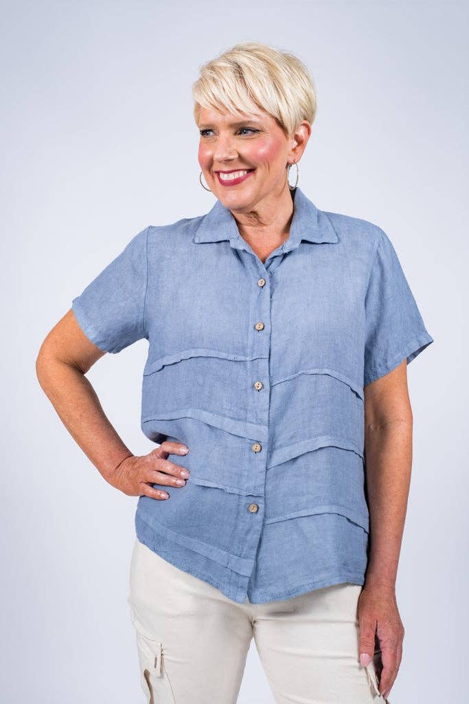 TINA Stephens Italy/Tees By Tina – Engroshandel Skjorte med buttondown – til kvinder – Alorah Darted knap ned skjorte (BSS186)10