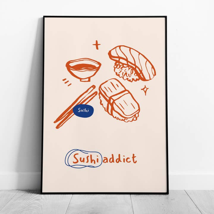 Laranja Sushi Addict Cozinha Comida - Poster de Parede Arte Impressa Enrolada por atacado de House Prints