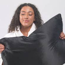 Sleepy Head' Silk Pillowcase Black for wholesale by hairCAPsule™