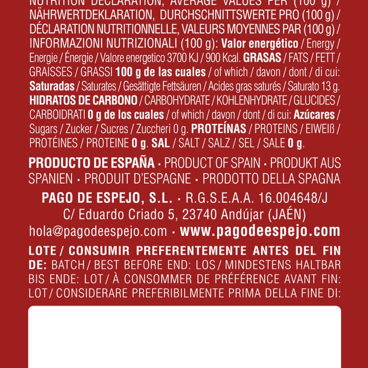 PAGO DE ESPEJO - Wholesale Olive Oil - HARVEST 26 Extra Virgin Picual Olive Oil. Pack of 3*500ml.3