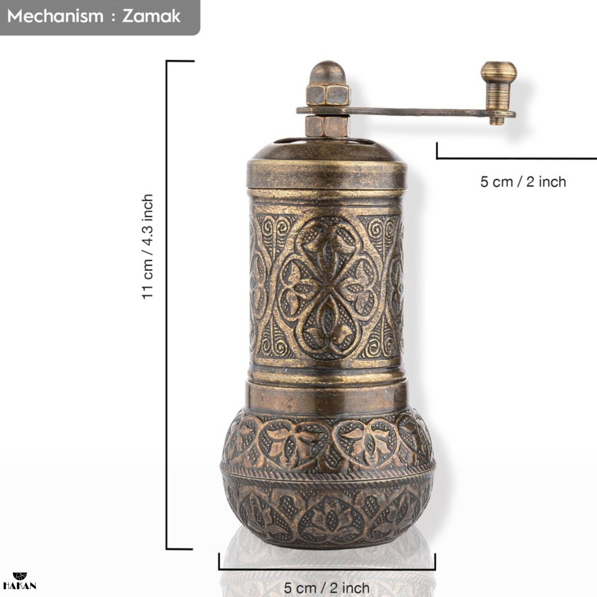 Hakan - Wholesale Pepper Mill - Copper Black Pepper Grinder, Refillable Spice Mill, 4.3 in12