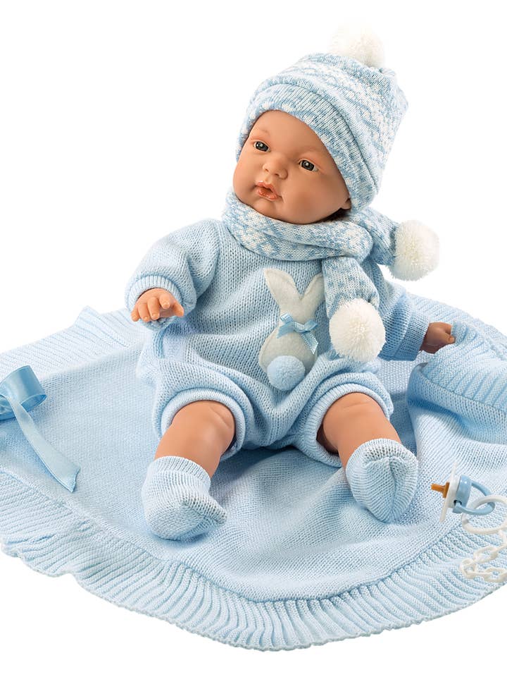 15" Soft Body Crying Baby Doll Mateo with Blanket for wholesale by Llorens