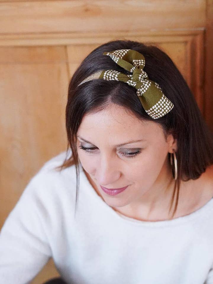 Elastic Headband - Maya - Olive for wholesale by Jolie mouette