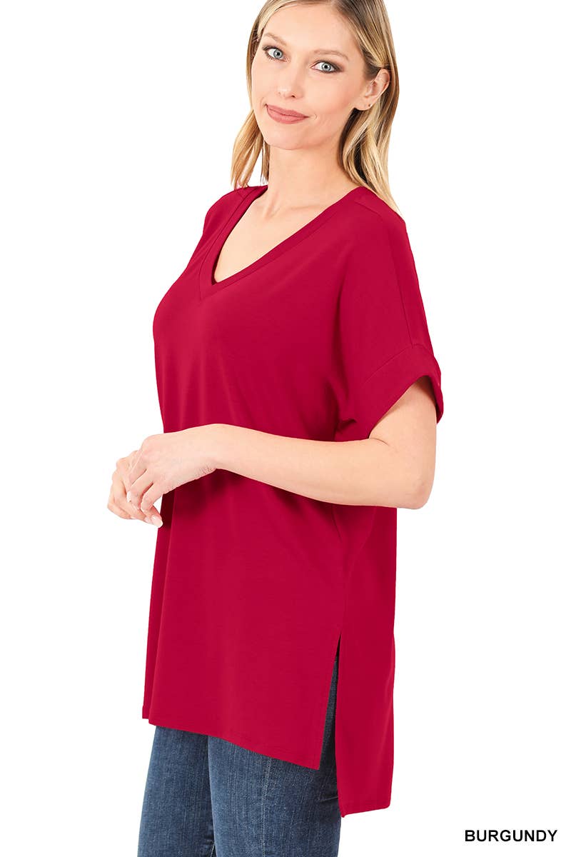 42POPS - Wholesale Tunic - Women's - `.Short Sleeve Side Slit Hi Low Hem24