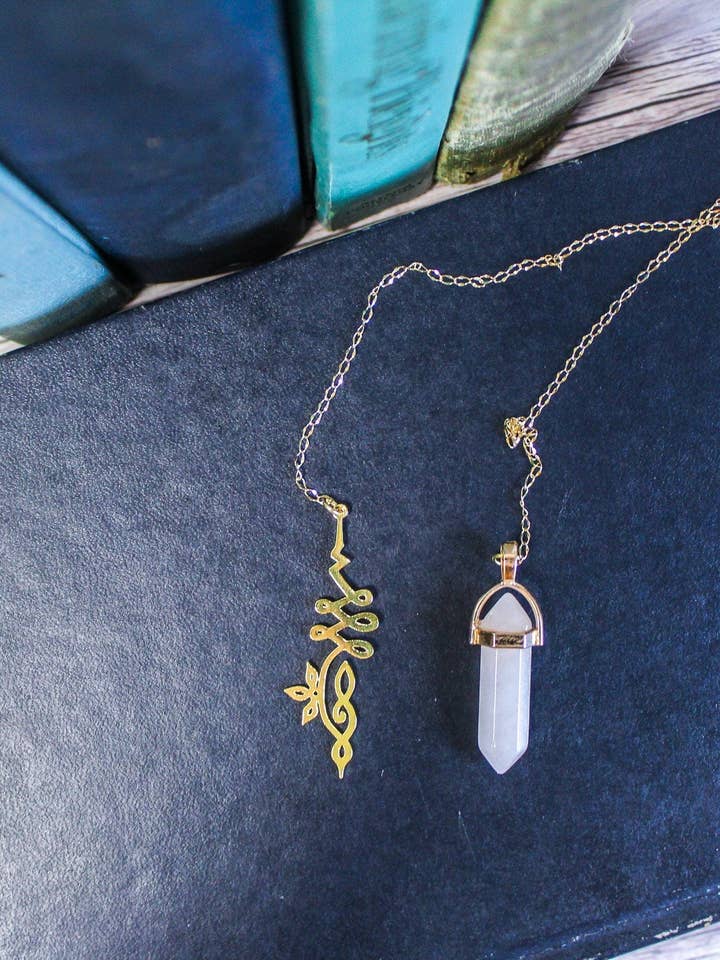 Gold Unalome Flower Chain Bookmark With Charm for wholesale by Bookish Trinkets