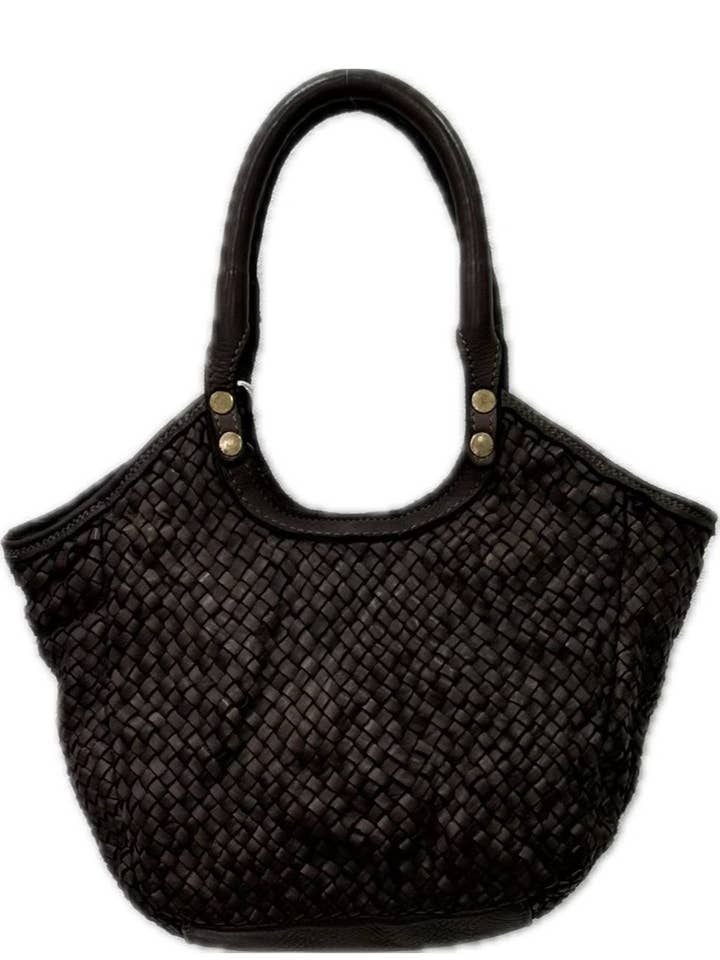 FLÄTAD HANDVÄSKA I LÄDER MED INNERFODER för wholesale av SWEET MAGIC SHOES & BAGS