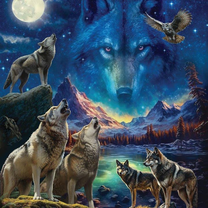 "The Beauty of Wolves" 1-Ply Medium Weight Faux Fur Blanket for wholesale by Duke Imports